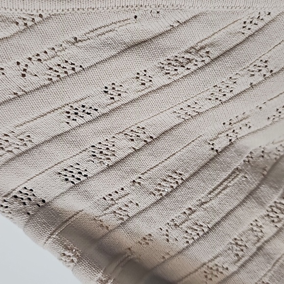 Ryegrass Tan Open Knit Square Neckline 3/4 Sleeve Bodycon Sweater Top Sz: XLarge - Picture 4 of 9